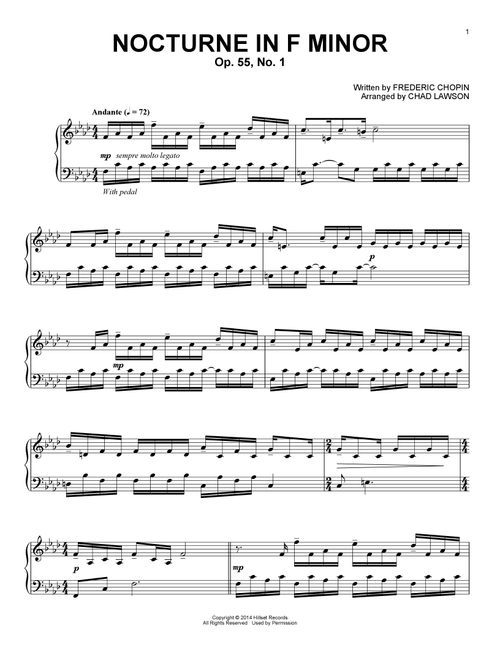 Nocturne In F Minor, Op. 55, No. 1 (arr. Chad Lawson) - Frederic Chopin (Piano Solo)