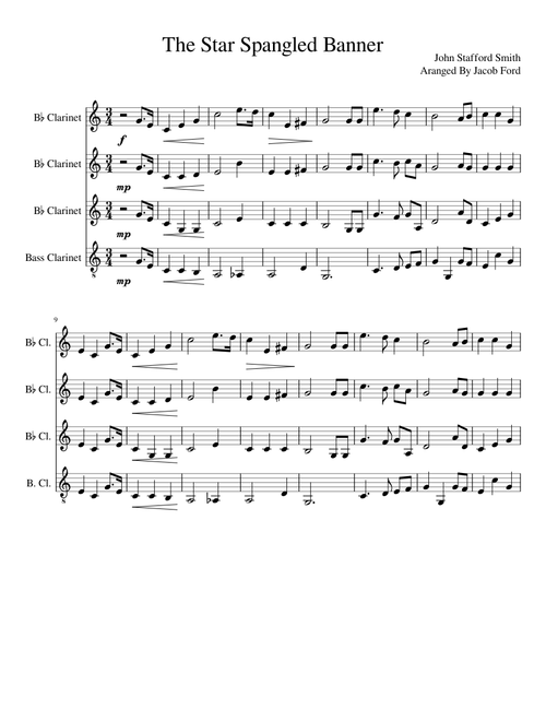 The Star Spangled Banner Clarinet Quartet