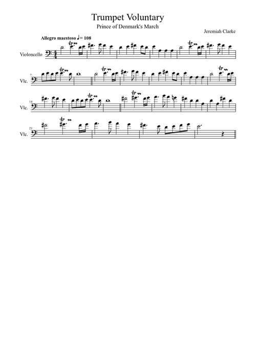 Trumpet Voluntary- Cello