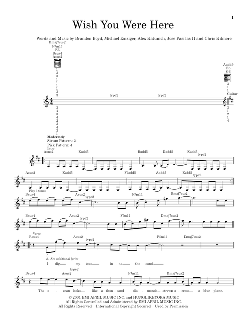 Wish You Were Here - Incubus (Easy Guitar)