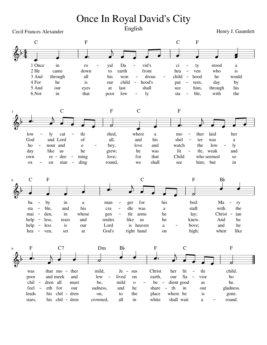 Once In Royal David's City Sheet music for Piano (Solo)