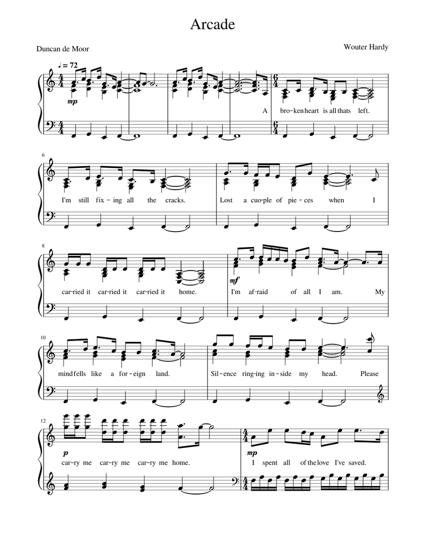Arcade Sheet Music for Piano (Solo) | MuseScore.com