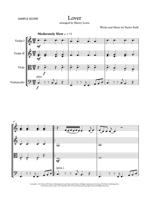 Lover (Arr. Sherry Lewis) - Taylor Swift (String Quartet)
