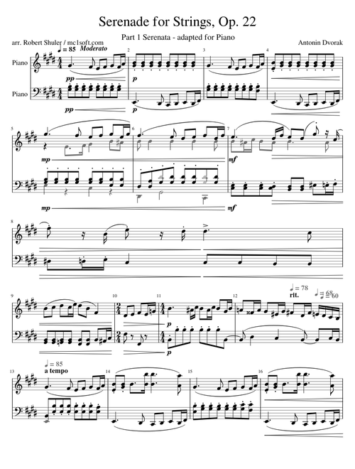 Dvorak Serenade FULL Piano