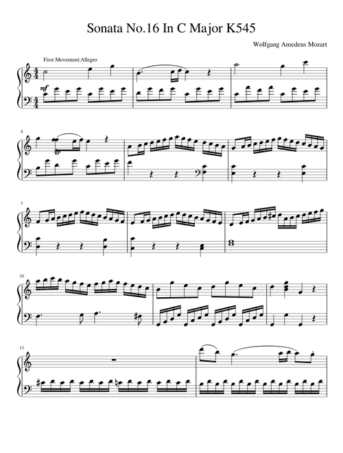 Sonata No.16 In C Major K545-Wolfgang Amadeus Mozart