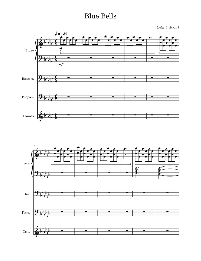 Blue Bells Sheet music for Piano, Bassoon, Timpani, Tubular bells ...