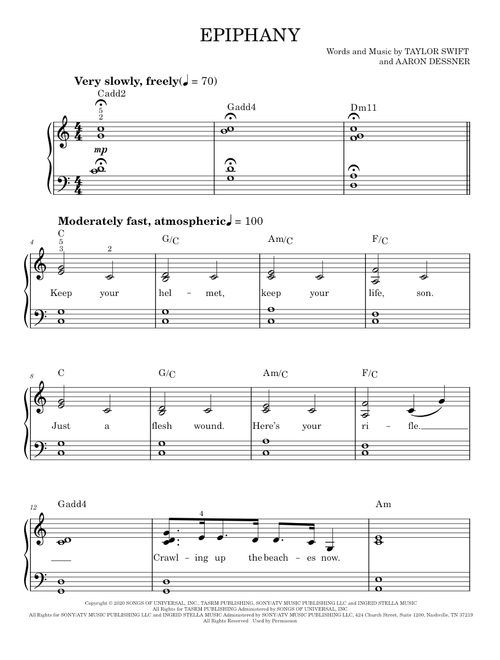 Epiphany - Taylor Swift (Easy Piano)