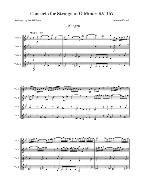 Concerto for Strings in G Minor RV 157 (Arr. Joe Williams) - Antonio Vivaldi (String Ensemble)