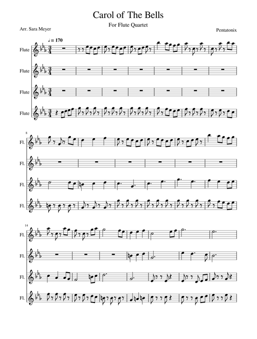 Carol of The Bells Flute Quartet (Pentatonix)