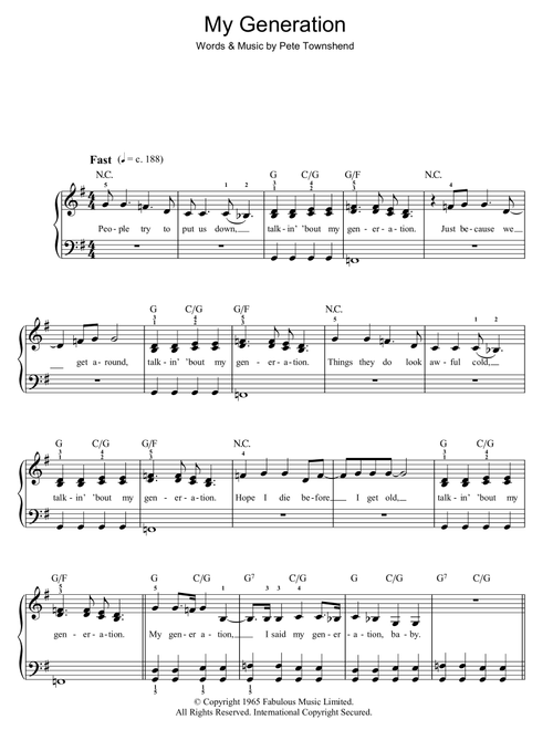 My Generation - The Who (Easy Piano)