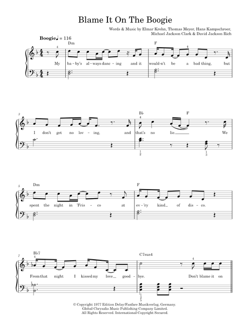 Blame it on the boogie - Michael Jackson (Easy Piano)