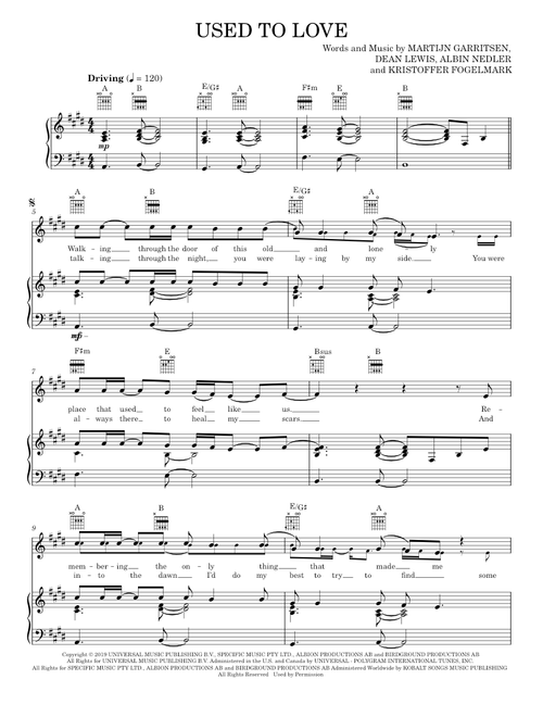 Used To Love - Martin Garrix & Dean Lewis (Piano-Vocal-Guitar)