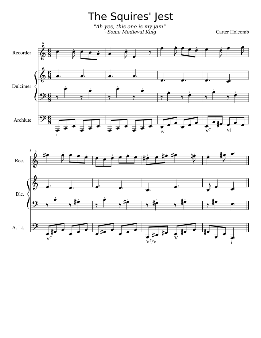 Music Theory II Final Composition Project Sheet Music with Chords for ...