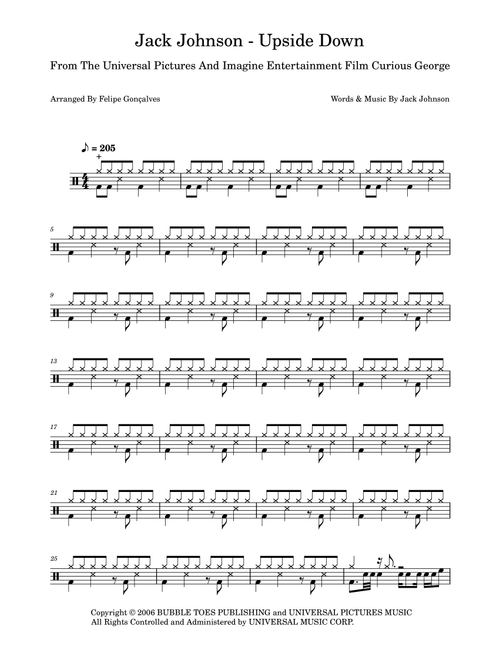 Upside Down (Arr. The Ninja) - Jack Johnson (Drums)