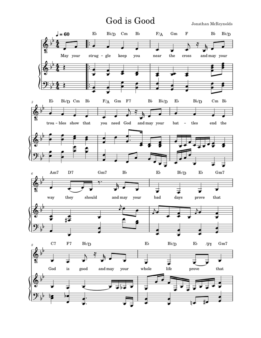 God is Good Jonathan McReynolds Sheet music for Piano, Vocals (Piano