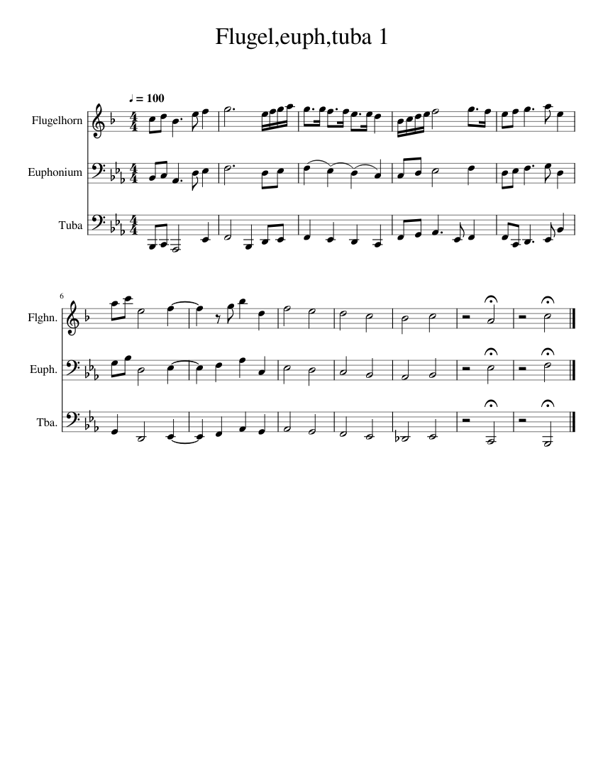 Flugel Horn and Euphonium Duet Sheet Music for Euphonium, Tuba ...