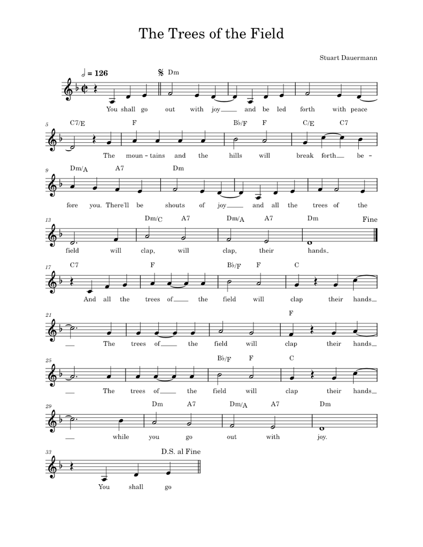 Trees Of The Field - Stuart Dauermann – Stuart Dauermann Sheet