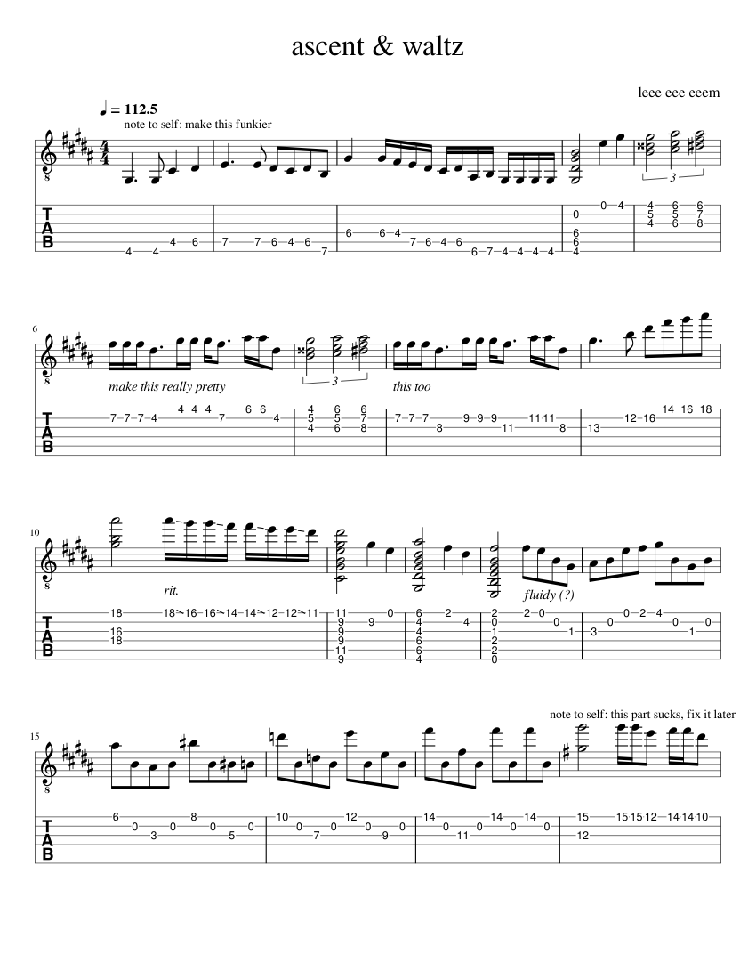 Ascent & Waltz – Liam Glancy Work in Progress Sheet music for Guitar ...