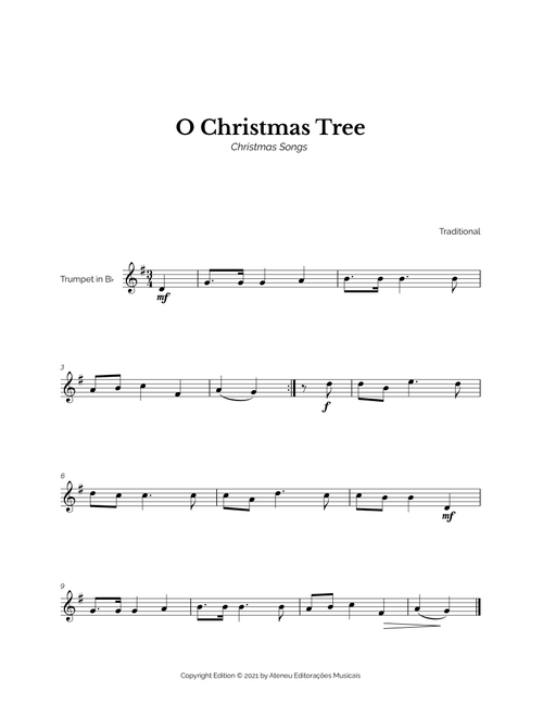 O Christmas Tree for Easy Trumpet Solo (Arr. Marcos Soares) - Traditional (Trumpet Solo)