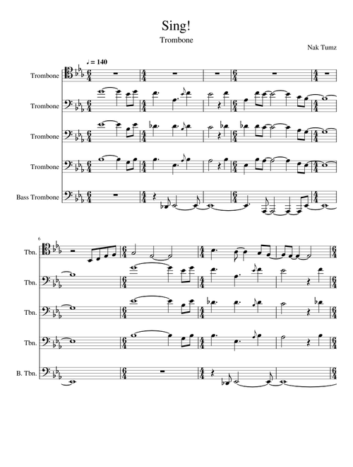 Sing! by Pentatonix for Trombone
