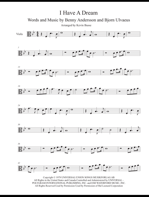 I Have A Dream (Arr. Kevin Busse) - ABBA (Viola Solo)