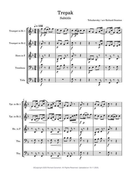 Nutcracker Trepak - brass quintet