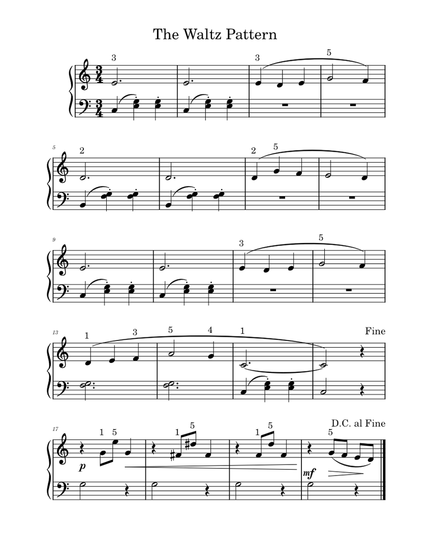 The Waltz Pattern Sheet Music for Piano (Solo) Easy