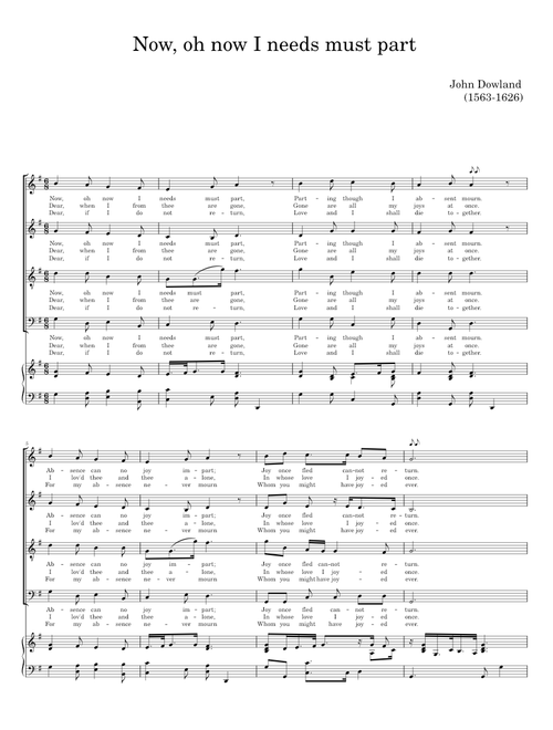 Now, oh now I needs must part - John Dowland
