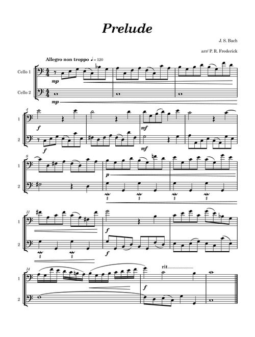 Prelude (Arr. P. R. Frederick) - J S Bach (Cello Duet)