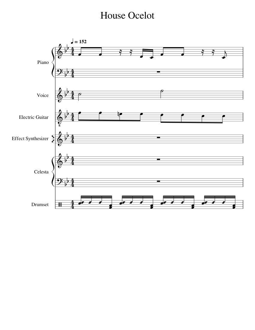 Oceloto Instrument Battle At House Ocelot Sheet music for Piano, Vocals, Celesta, Guitar ...