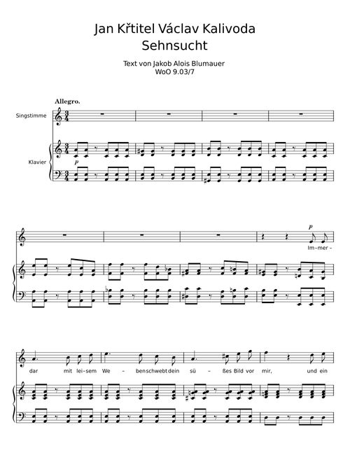 Sehnsucht - Jan Křtitel Václav Kalivoda