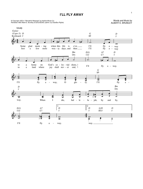 I'll Fly Away - Albert E Brumley (Lead Sheet - Fake Book)