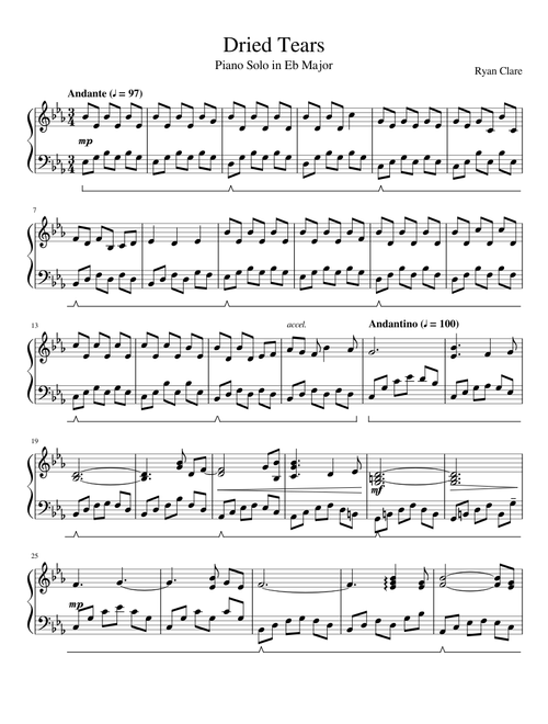 Dried Tears: Piece for Solo Piano in Eb Major - Ryan Clare