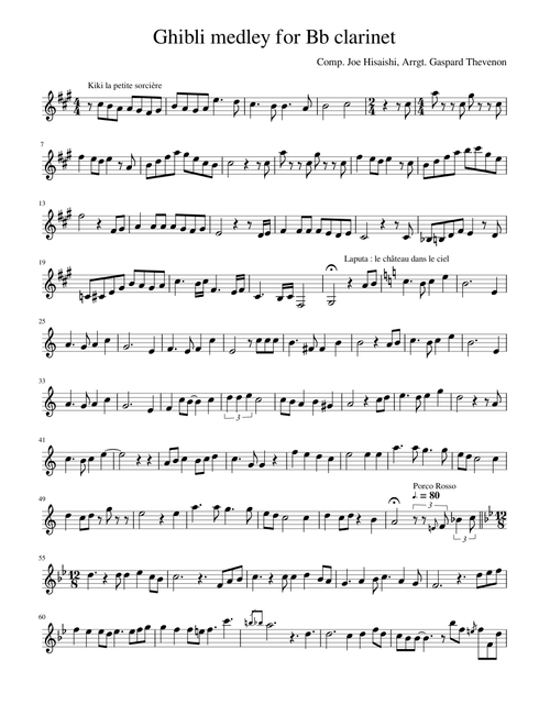 Ghibli medley for Bb clarinet