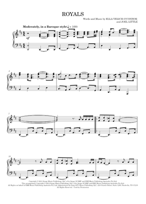 #38 - Lorde - Royals Sheet Music for Piano (Solo) | MuseScore.com