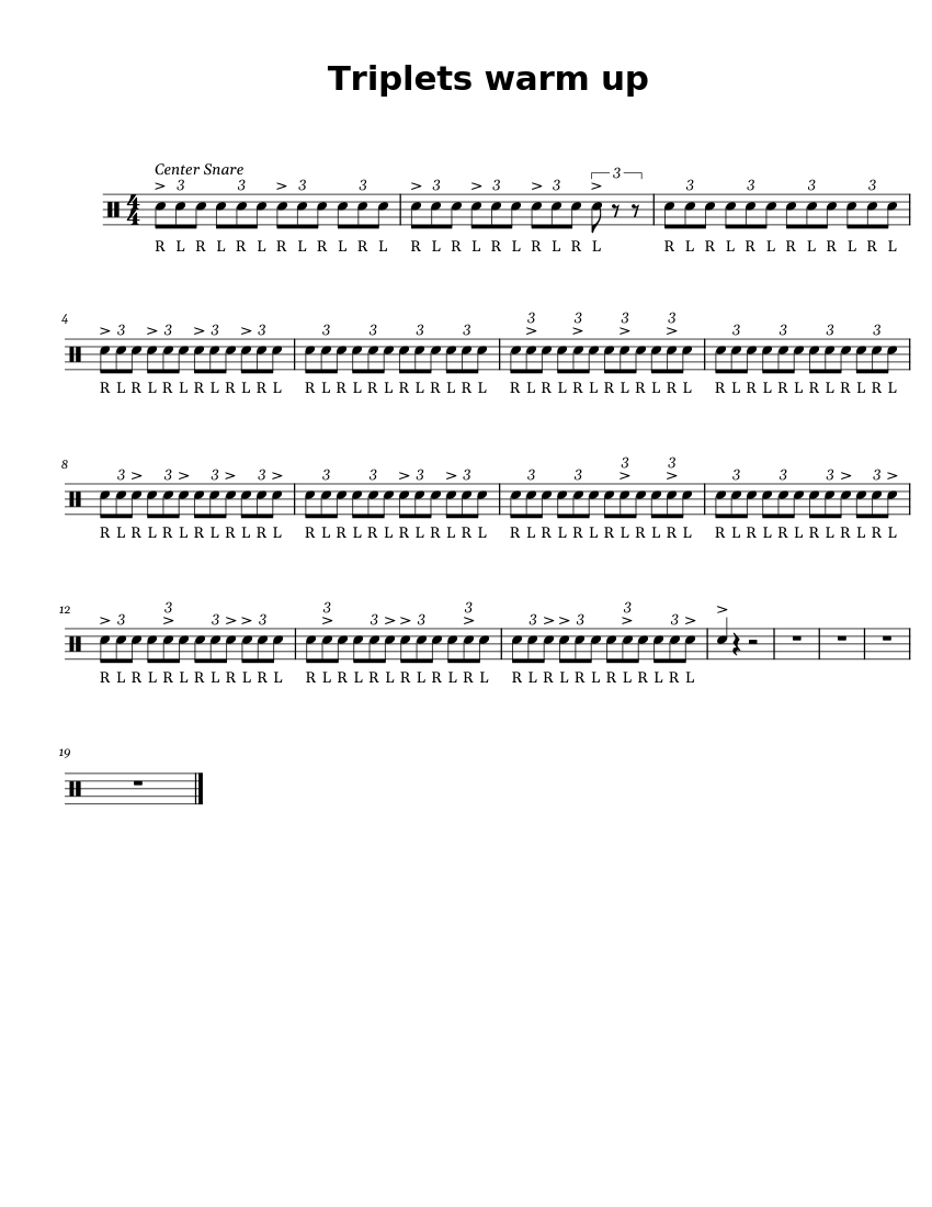 Triplets Bluecoats Triplets Sheet music for Snare drum (Percussion