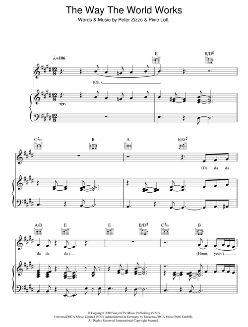 The Way The World Works - Pixie Lott (Piano-Vocal-Guitar (Piano Accompaniment))