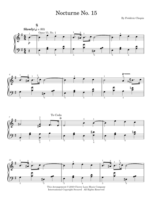 Nocturne Op. 15, No. 1 - Frederic Chopin (Easy Piano)
