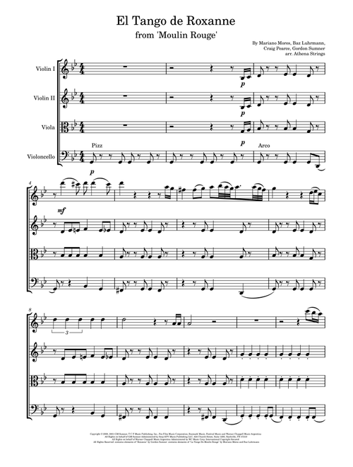 El Tango De Roxanne (Arr. Athena Strings) - Marianto Mores, Sting, Baz Luhrmann (String Quartet)