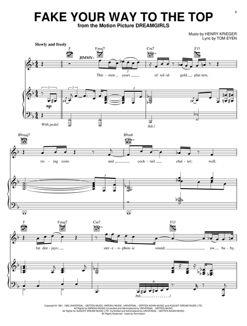Fake Your Way To The Top - Jennifer Hudson, Dreamgirls (Movie) (Piano-Vocal-Guitar)