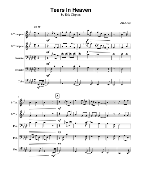 Tears in heaven arr. for brass quintet