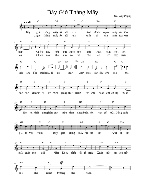 Bây Giờ Tháng Mấy (Tone C)