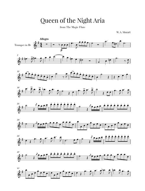 W. A. Mozart - Queen of the Night Aria (for Trumpet in Bb) (Arr. Cadenza Editions) - Wolfgang Amadeus Mozart (Trumpet Duet)