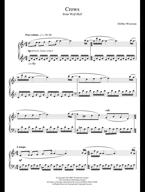 Crows (From 'Wolf Hall') - Debbie Wiseman (Piano Solo)
