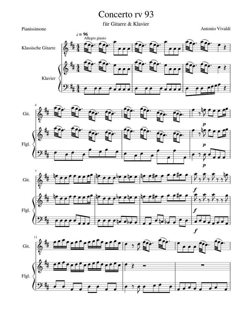 【保障できる】 Piano, for Music Sheet 93 rv Concerto Guitar Duet (Mixed 趣味・スポーツ・実用