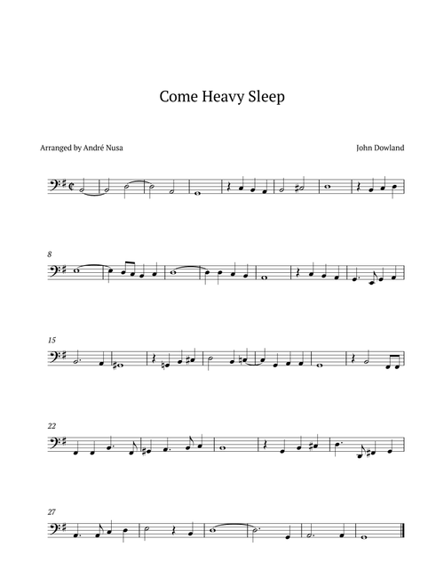 Come Heavy Sleep (Arr. André Nusa) - John Dowland (Cello Solo)