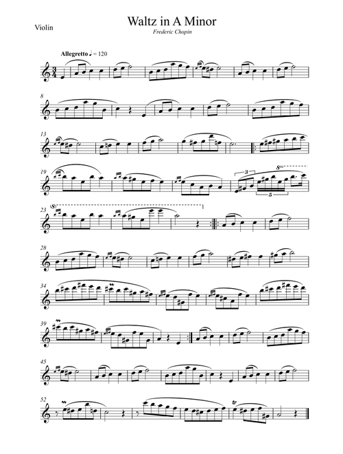 Waltz in A Minor (Chopin) (Arr. Wesley S. SIlva) - Frederic Chopin (Violin Solo)