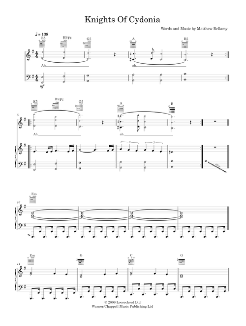 Knights of cydonia - Muse (Piano-Voice-Guitar)