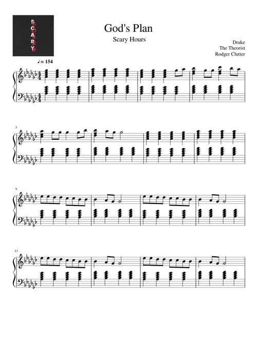 God's Plan - Drake - Scary Hours - Piano Solo