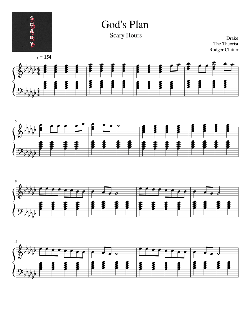 God s Plan Drake Scary Hours Piano Solo Sheet music for Piano Solo Musescore